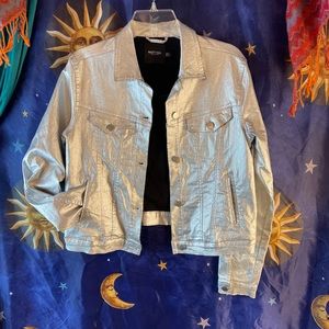 Size 8 Nasty Gal silver metallic jean style jacket